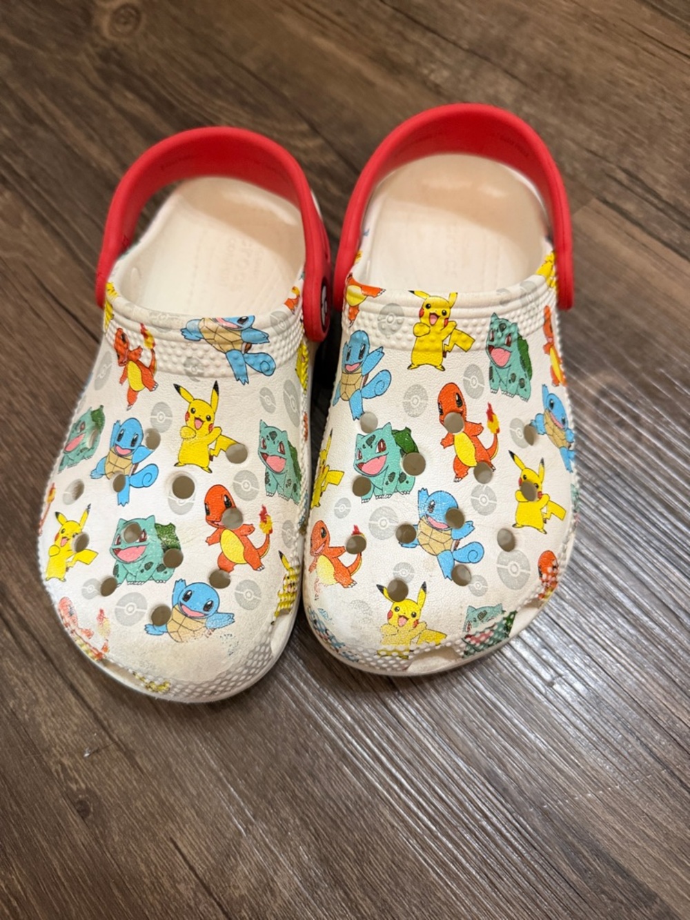 Kids Pikachu & Friends Clog Shoes - White with Red Strap